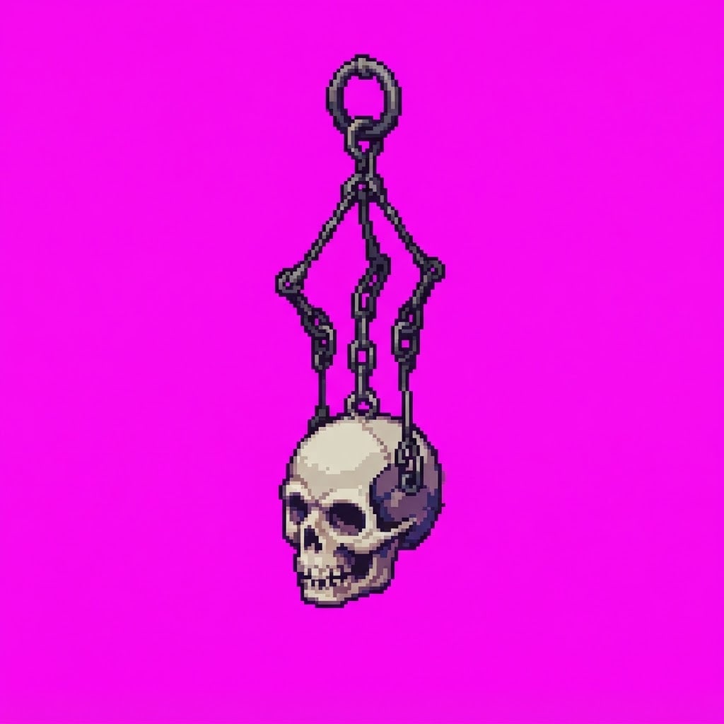 Image: Single 2D game HANGING prop Shadow Crypt. Palette: