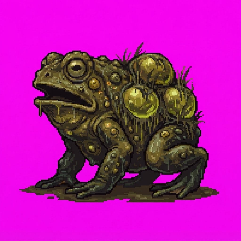 Image: Single 2D game enemy idle sprite Toxic Mire toad f