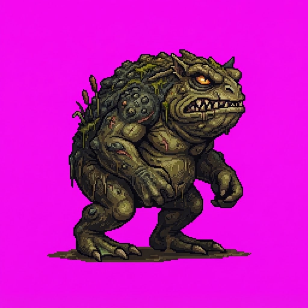 Image: Single 2D game enemy idle sprite Toxic Mire toad f