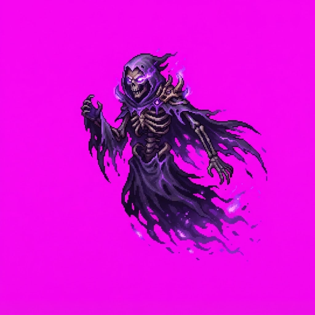 Image: Single 2D game enemy idle sprite Shadow Crypt spec