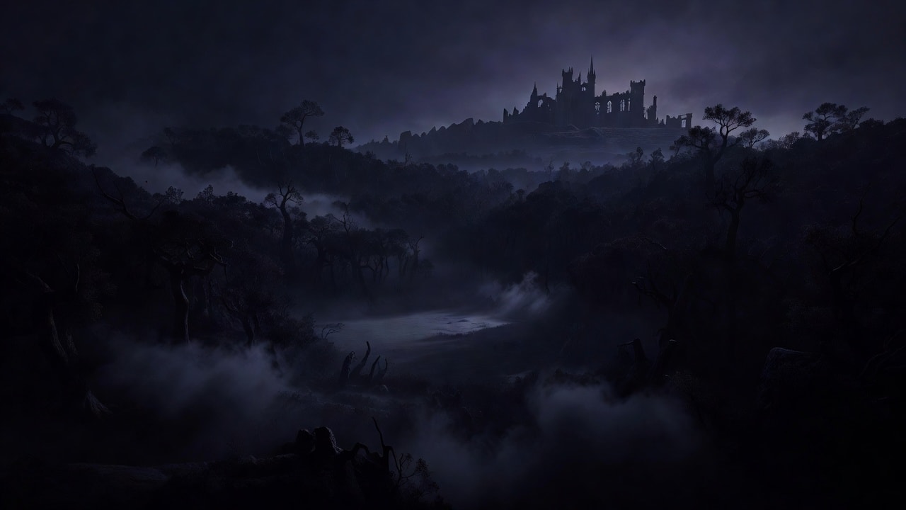 Dark Forest Castle Background