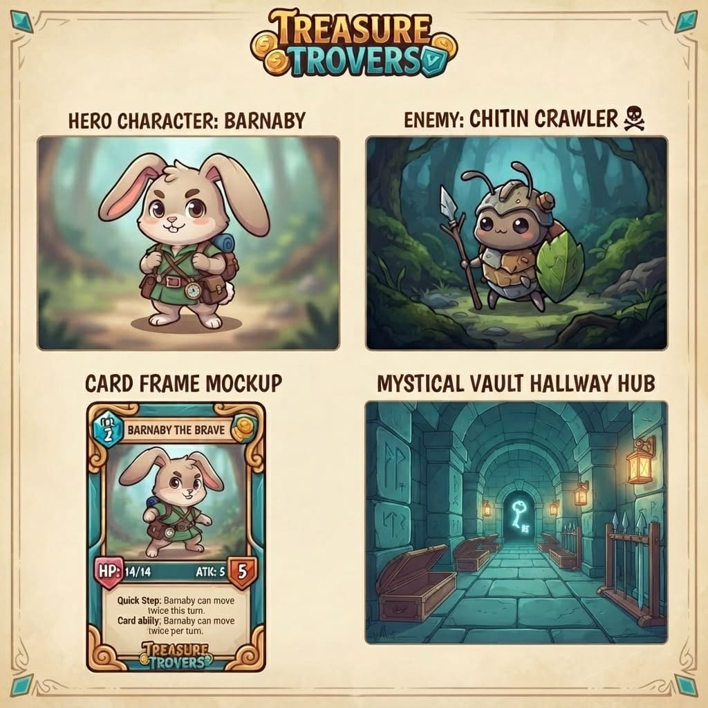 Image: Cartoon vault fantasy event illustration: ghostly 