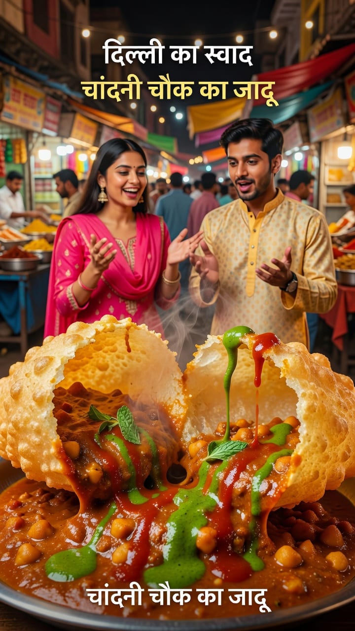 Delhi Chole Bhature Dramatic Pour Shot
