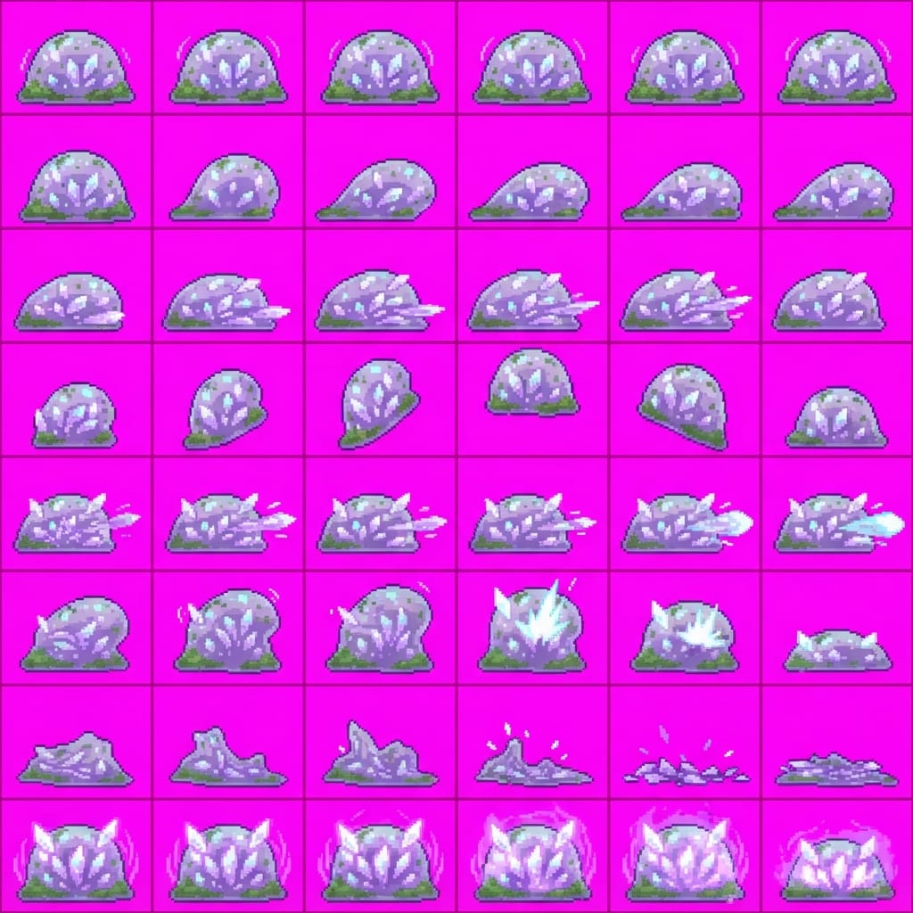 Image: STRICT game sprite animation atlas: EXACTLY 8 rows