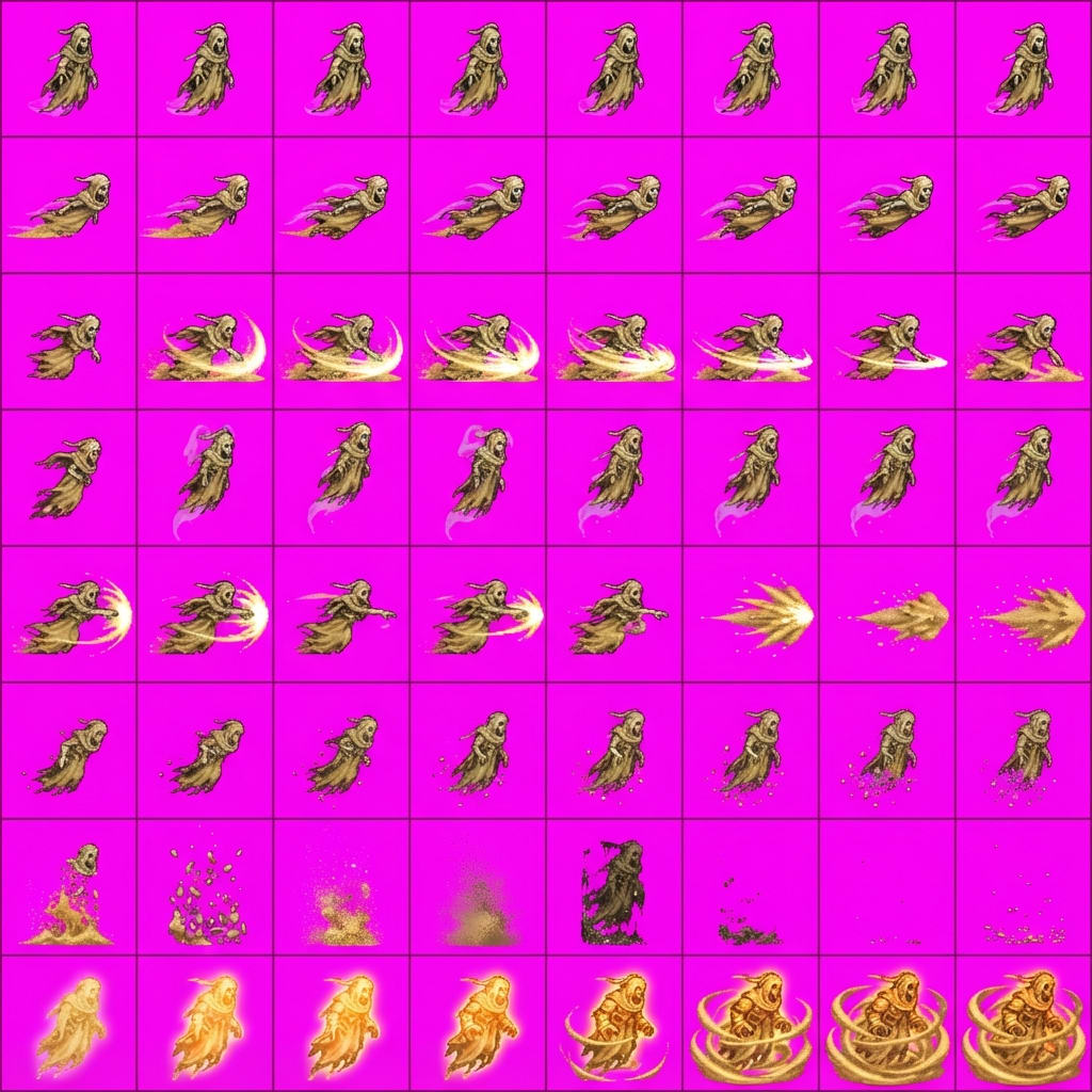 Image: Game sprite sheet STRICT: MUST have exactly 6 colu