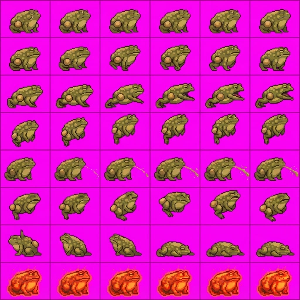 Image: STRICT 8x6 sprite animation ATLAS — count carefull
