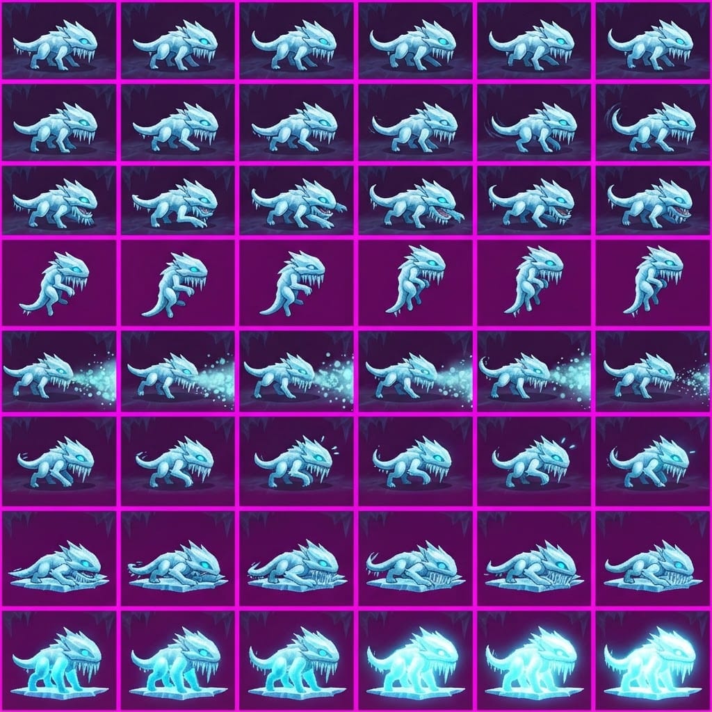 Image: STRICT game sprite animation atlas: MUST be EXACTL