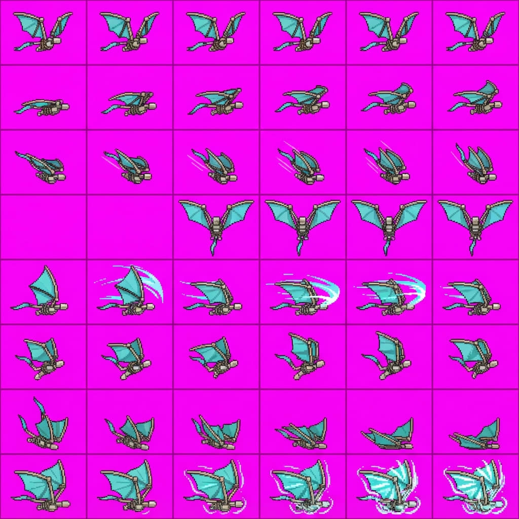 Image: STRICT game sprite animation atlas: EXACTLY 8 rows