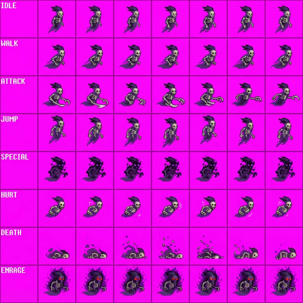 Image: STRICT sprite sheet: MUST be EXACTLY 6 COLUMNS wid