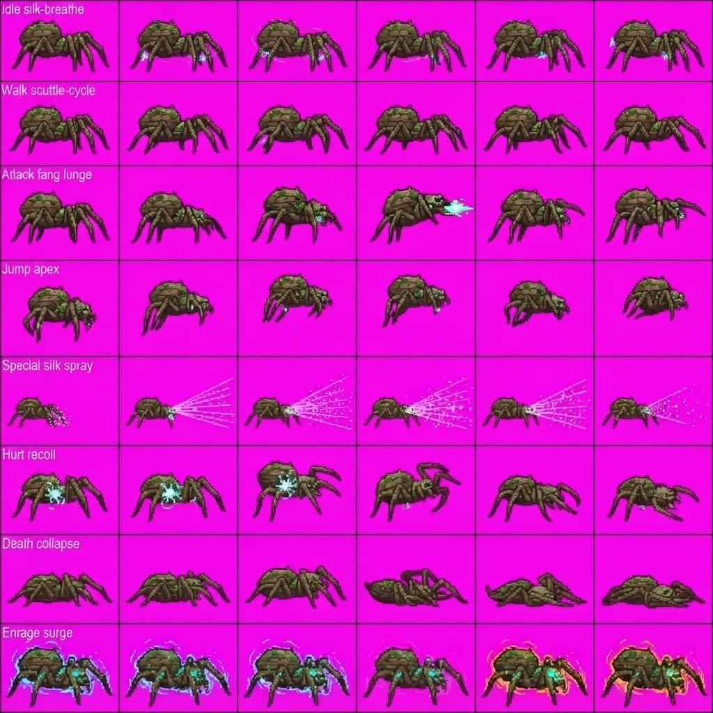 Image: Keep the EXACT same 8x6 magenta sprite atlas grid.