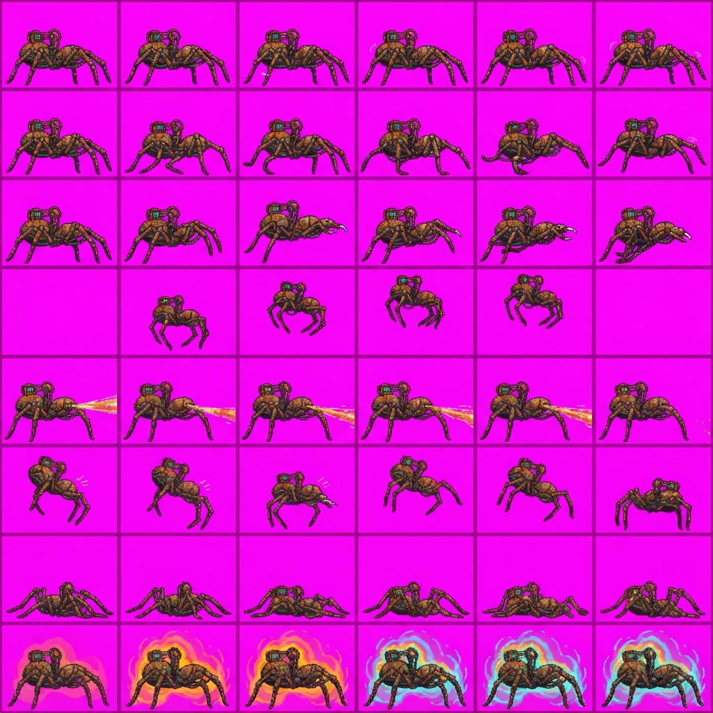Image: STRICT game sprite animation atlas: EXACTLY 8 rows