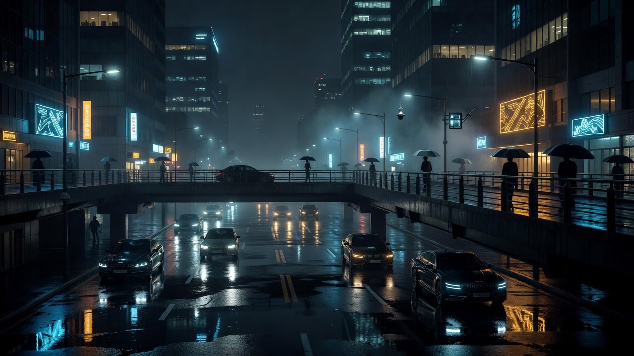 Gold Land Rainy Seoul Street