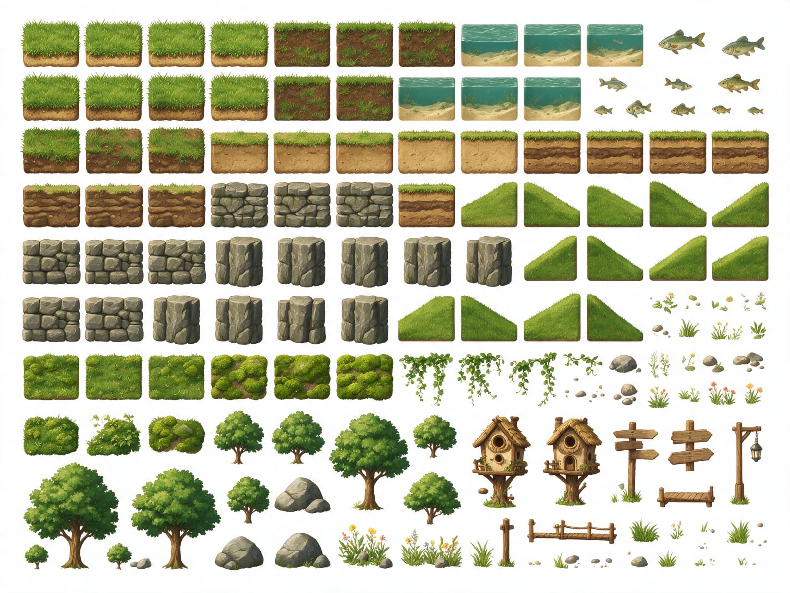 Owl Village Platformer Tileset Spritesheet 3933x2580