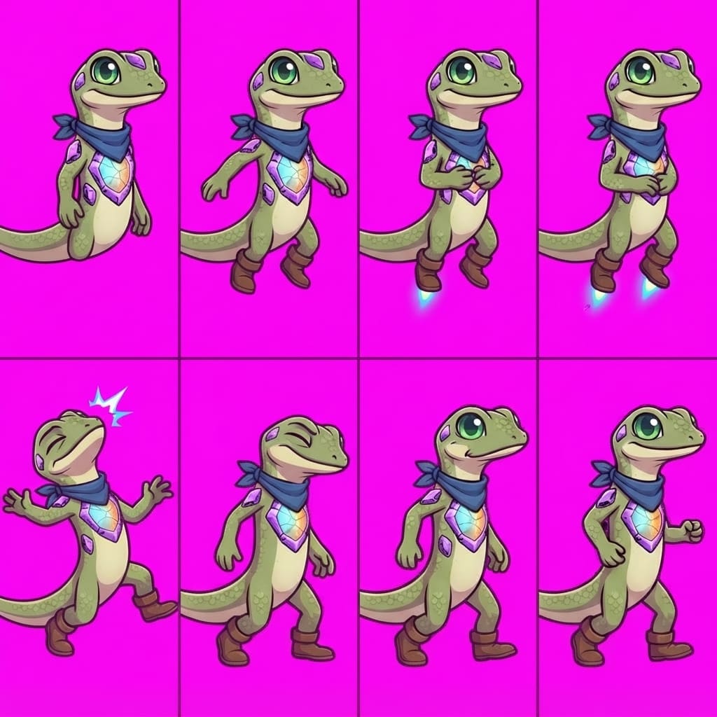 Image: STRICT game sprite animation atlas: EXACTLY 2 rows