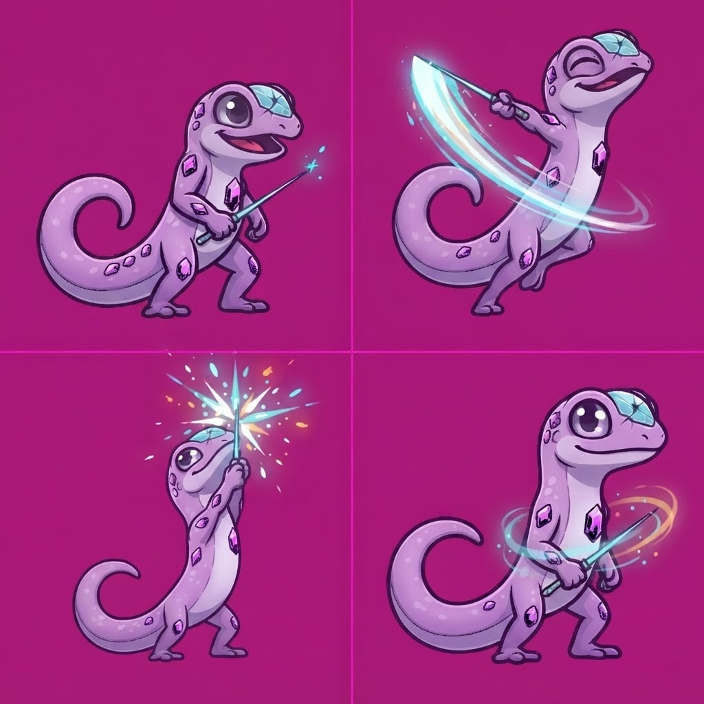 Image: Keep the EXACT same 2x2 magenta sprite atlas grid,