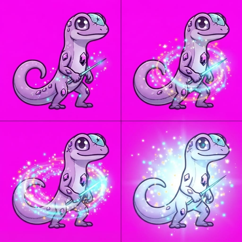 Image: Keep the EXACT same 2x2 magenta sprite atlas grid,