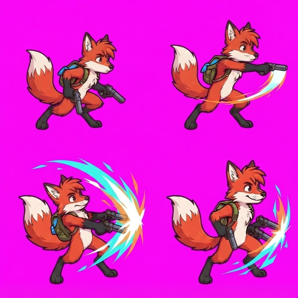 Image: STRICT game sprite animation atlas: EXACTLY 2 rows
