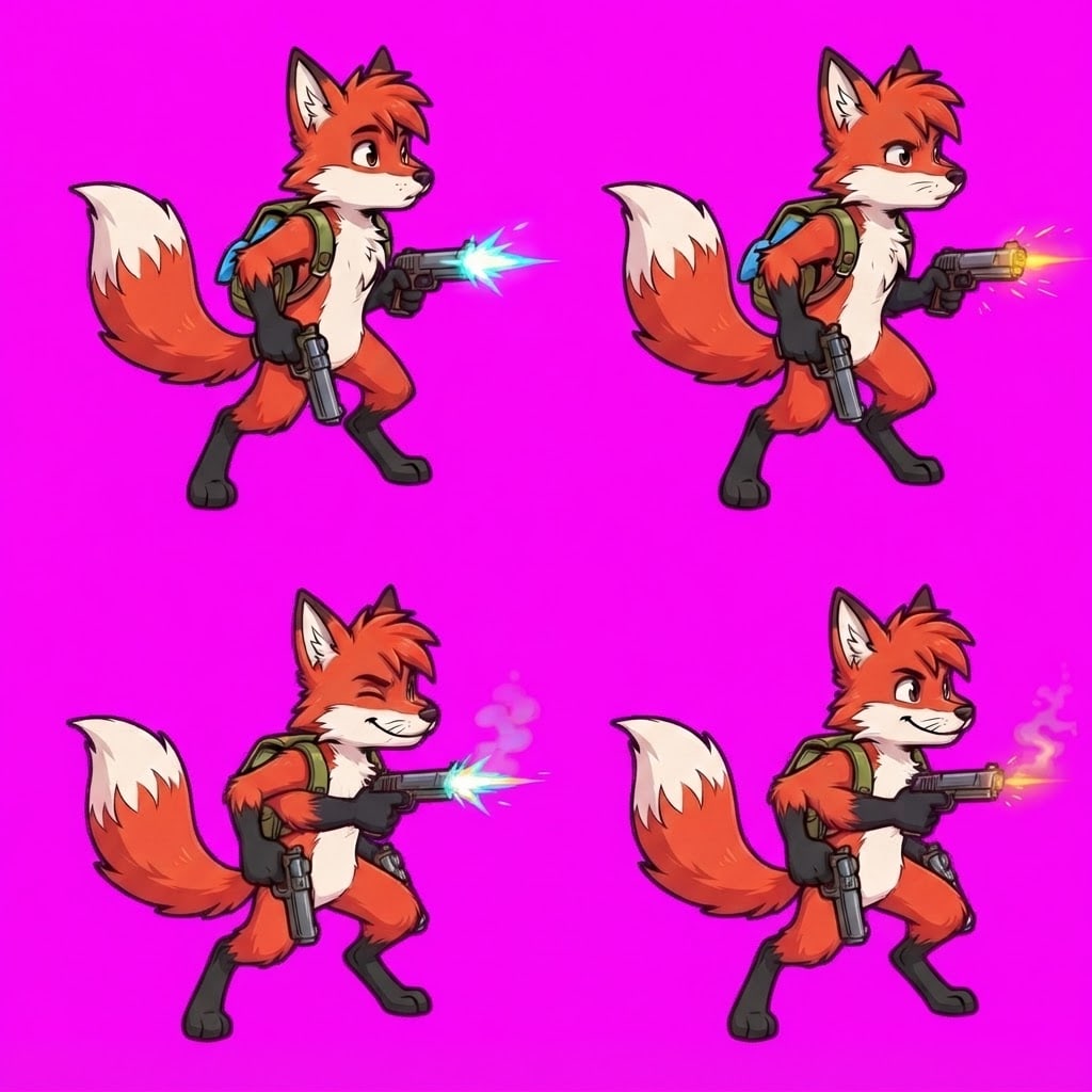Image: STRICT game sprite animation atlas: EXACTLY 2 rows