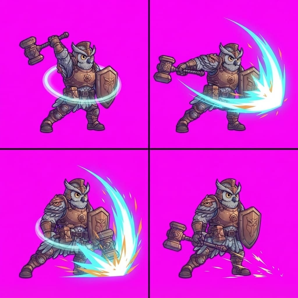 Image: STRICT game sprite animation atlas: EXACTLY 2 rows