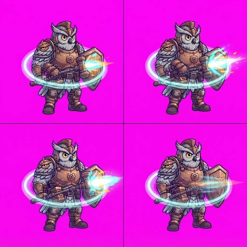 Image: STRICT game sprite animation atlas: EXACTLY 2 rows