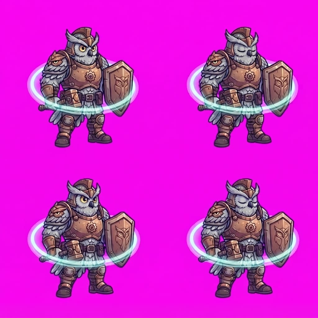 Image: STRICT game sprite animation atlas: EXACTLY 2 rows