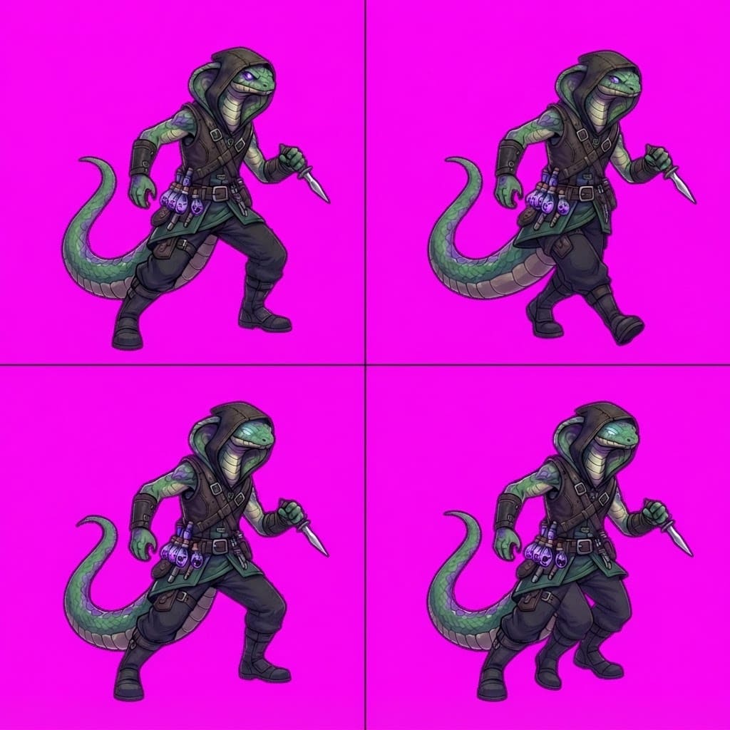 Image: STRICT game sprite animation atlas: EXACTLY 2 rows