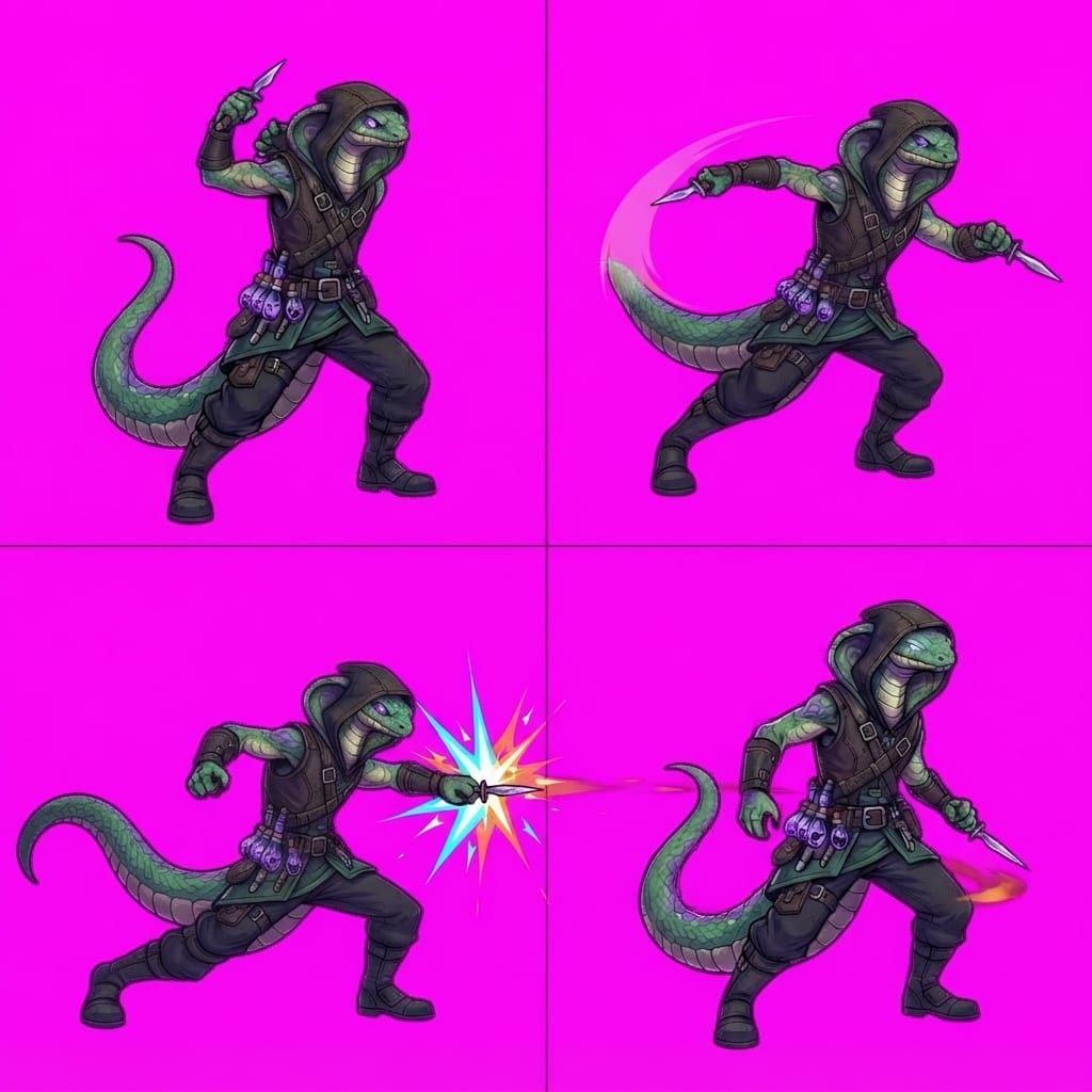 Image: STRICT game sprite animation atlas: EXACTLY 2 rows