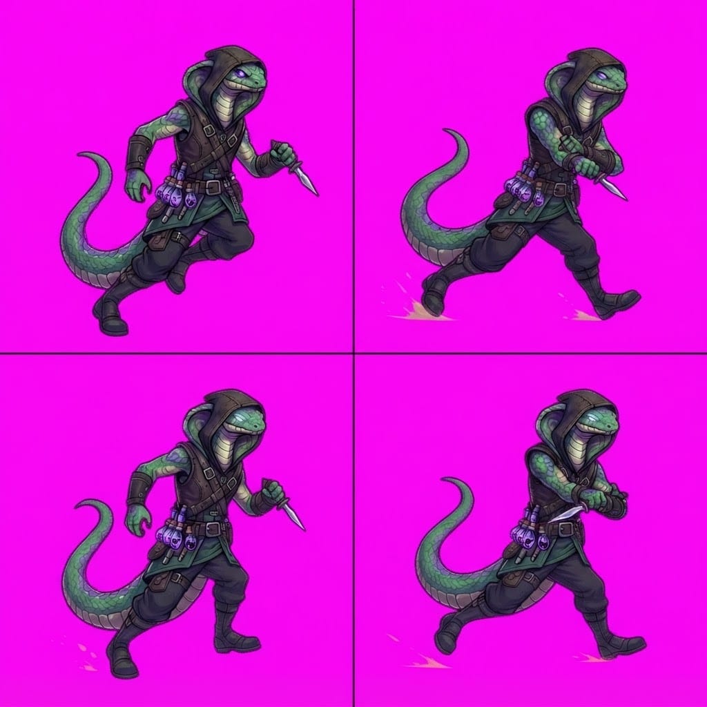 Image: STRICT game sprite animation atlas: EXACTLY 2 rows