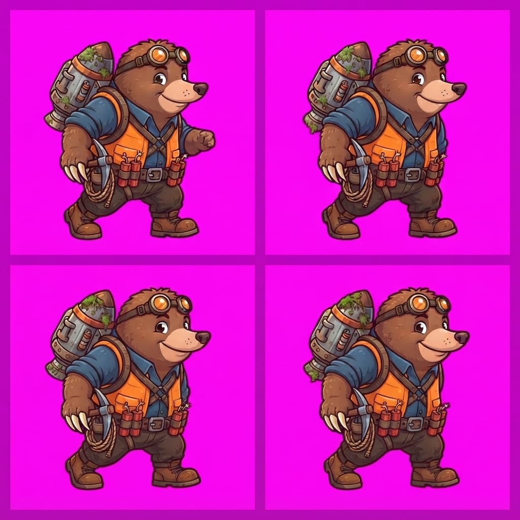 Image: STRICT game sprite animation atlas: EXACTLY 2 rows