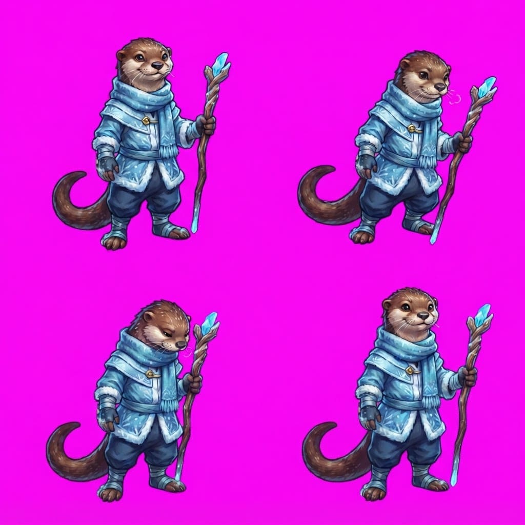 Image: STRICT game sprite animation atlas: EXACTLY 2 rows