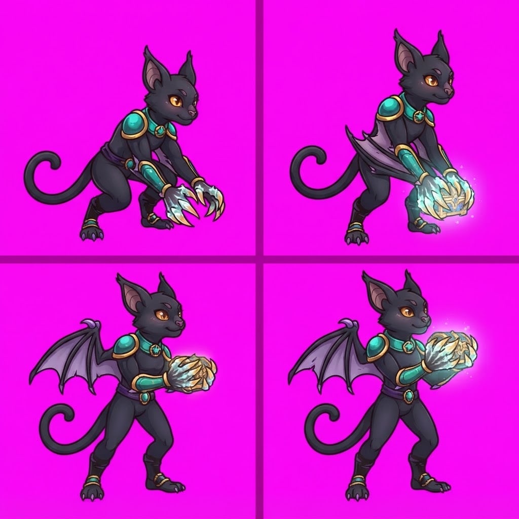 Image: STRICT game sprite animation atlas: EXACTLY 2 rows