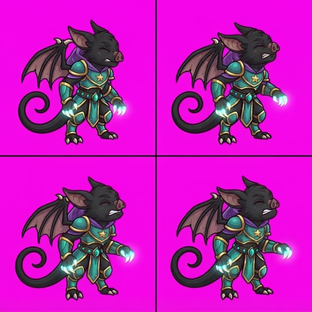 Image: STRICT game sprite animation atlas: EXACTLY 2 rows