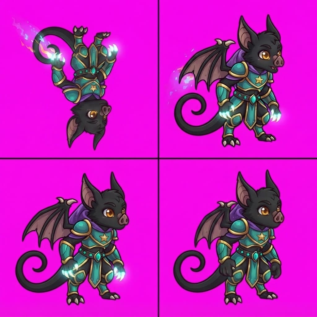 Image: STRICT game sprite animation atlas: EXACTLY 2 rows