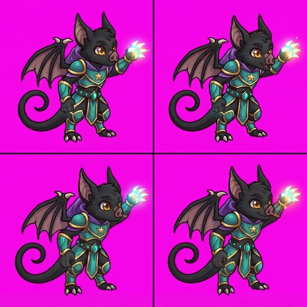 Image: STRICT game sprite animation atlas: EXACTLY 2 rows