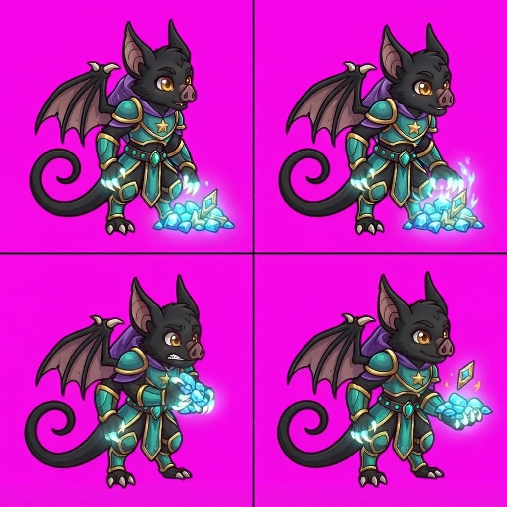 Image: STRICT game sprite animation atlas: EXACTLY 2 rows