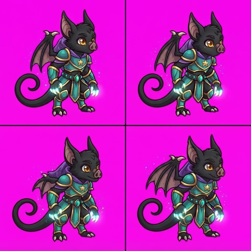 Image: STRICT game sprite animation atlas: EXACTLY 2 rows