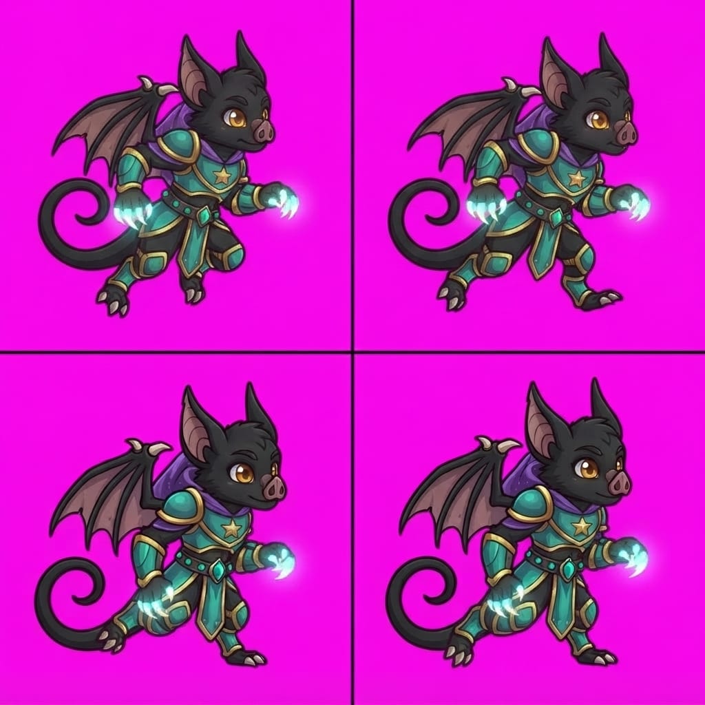 Image: STRICT game sprite animation atlas: EXACTLY 2 rows