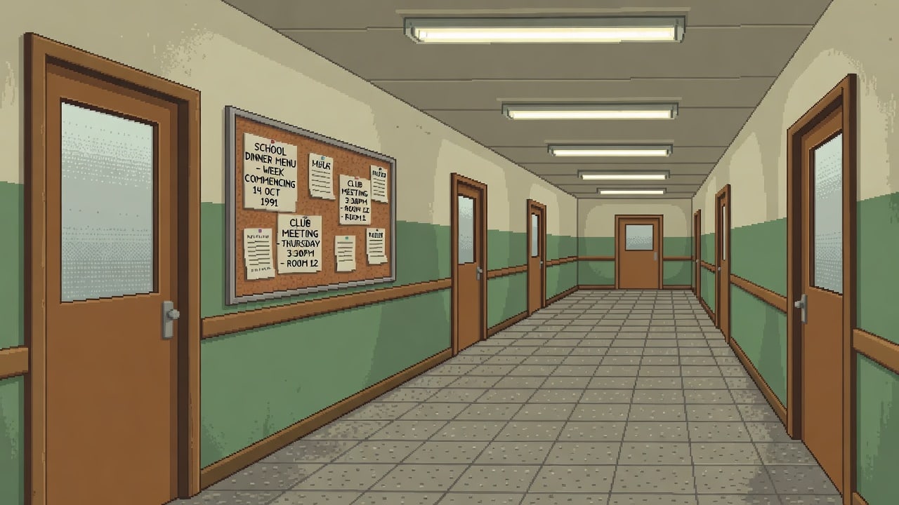 School Corridor Background