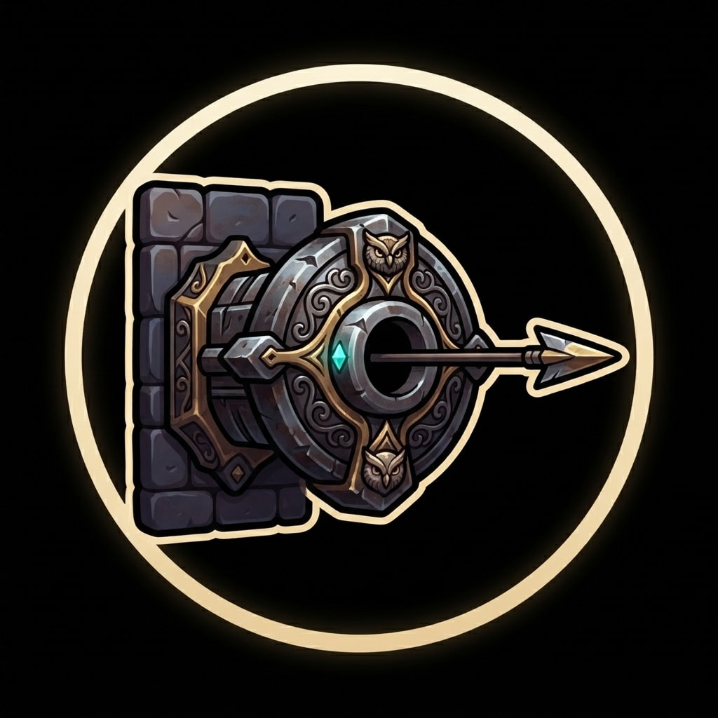 Image: Codex prop icon on pure black void. Wall-mounted a