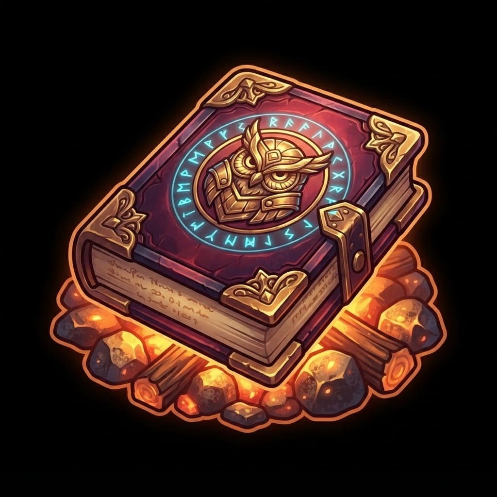 Image: Codex prop icon on pure black void. Glowing hot co