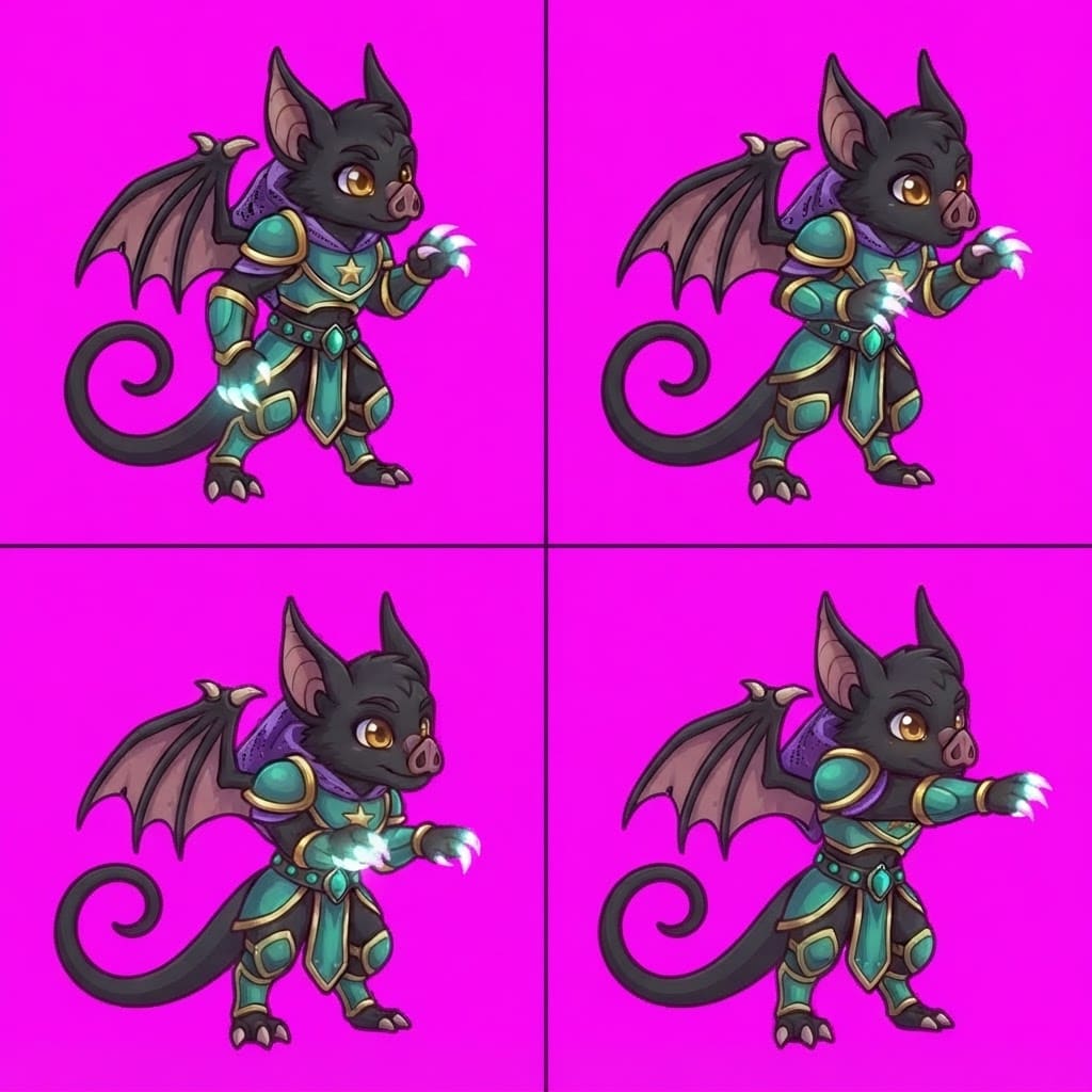 Image: STRICT game sprite animation atlas: EXACTLY 2 rows