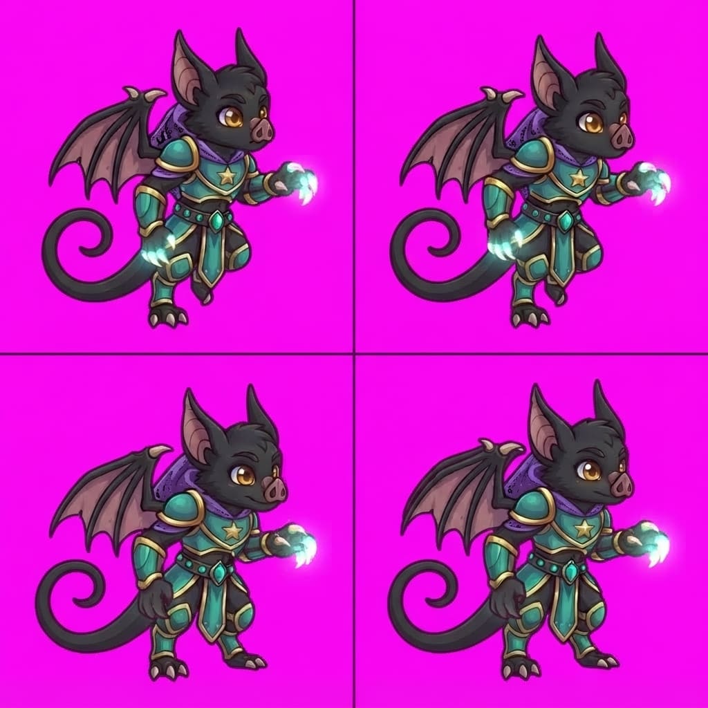 Image: STRICT game sprite animation atlas: EXACTLY 2 rows