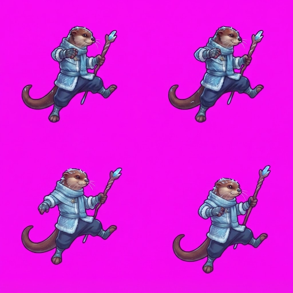 Image: STRICT game sprite animation atlas: EXACTLY 2 rows