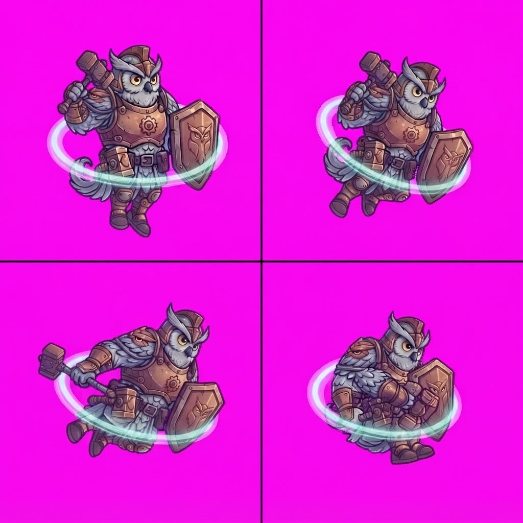 Image: STRICT game sprite animation atlas: EXACTLY 2 rows