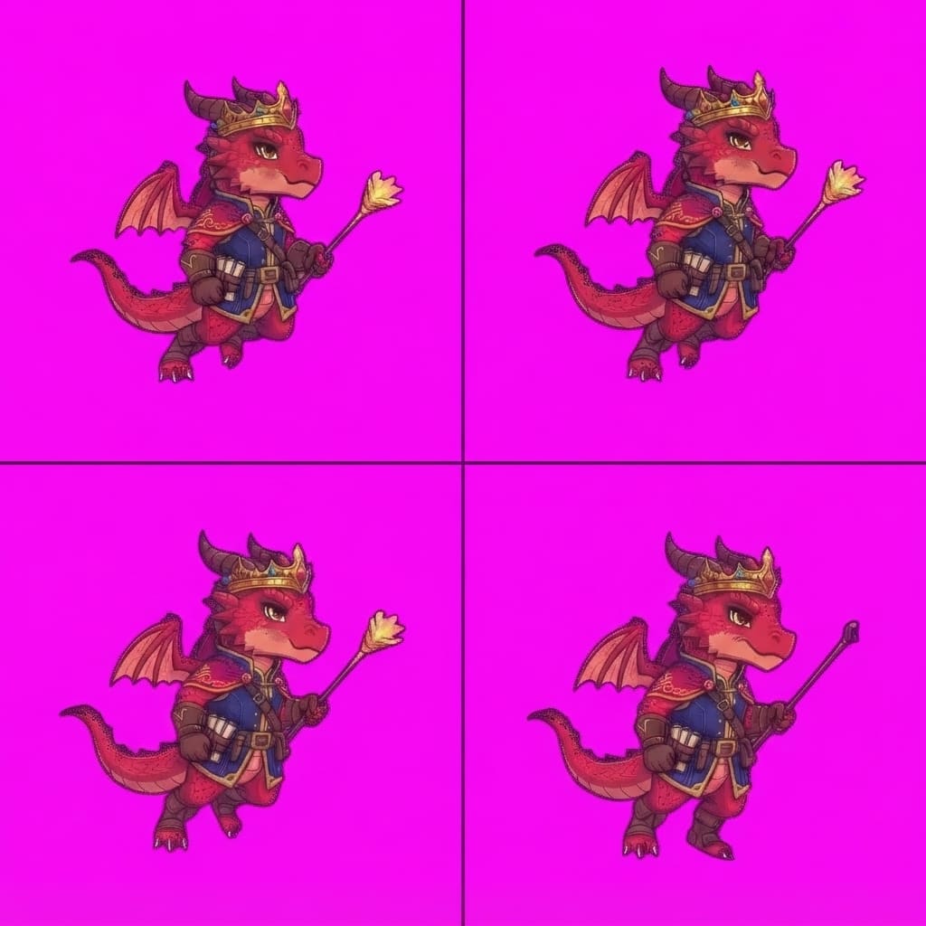 Image: STRICT game sprite animation atlas: EXACTLY 2 rows