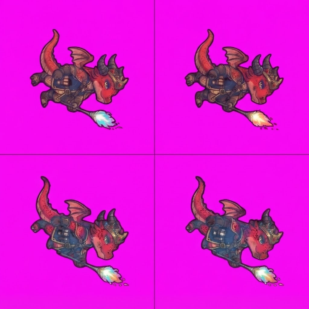 Image: STRICT game sprite animation atlas: EXACTLY 2 rows