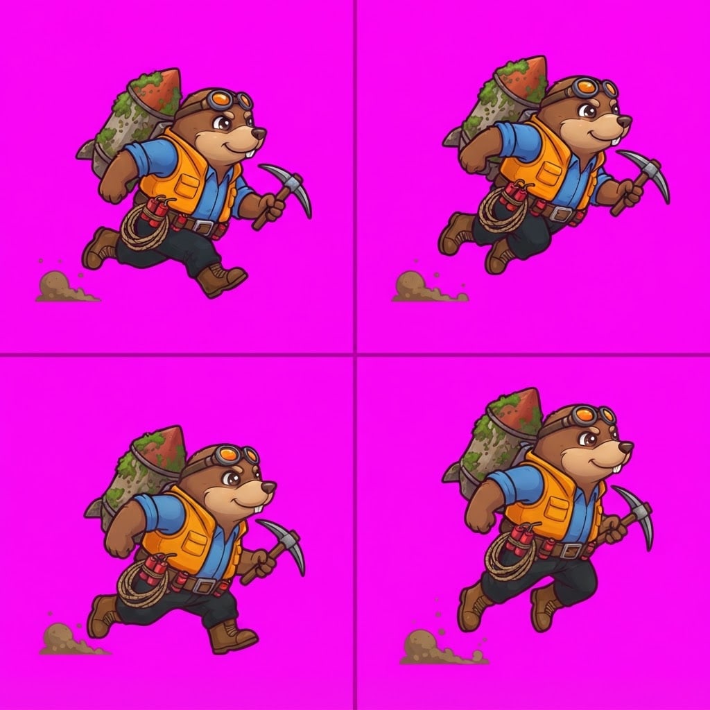 Image: STRICT game sprite animation atlas: EXACTLY 2 rows