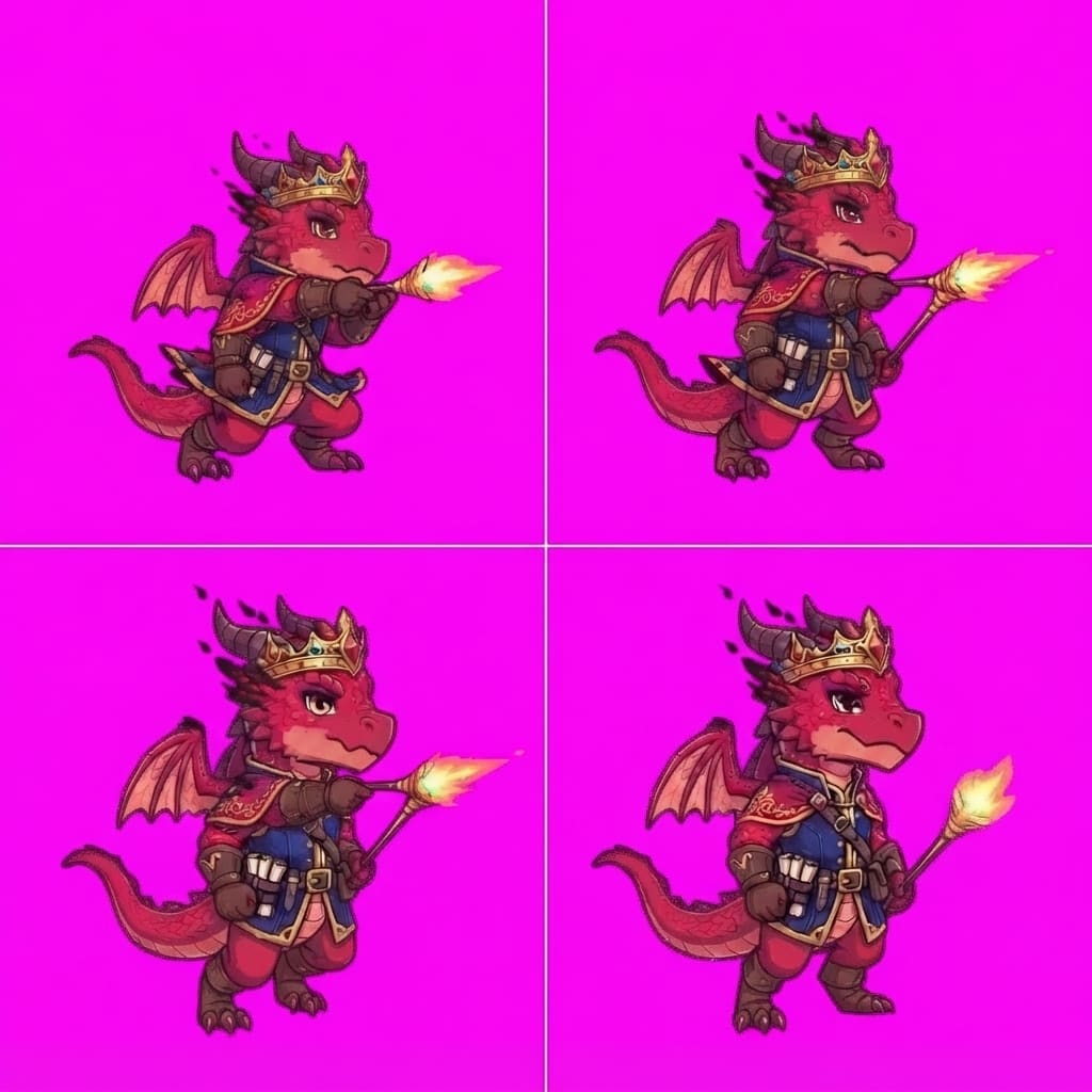 Image: STRICT game sprite animation atlas: EXACTLY 2 rows