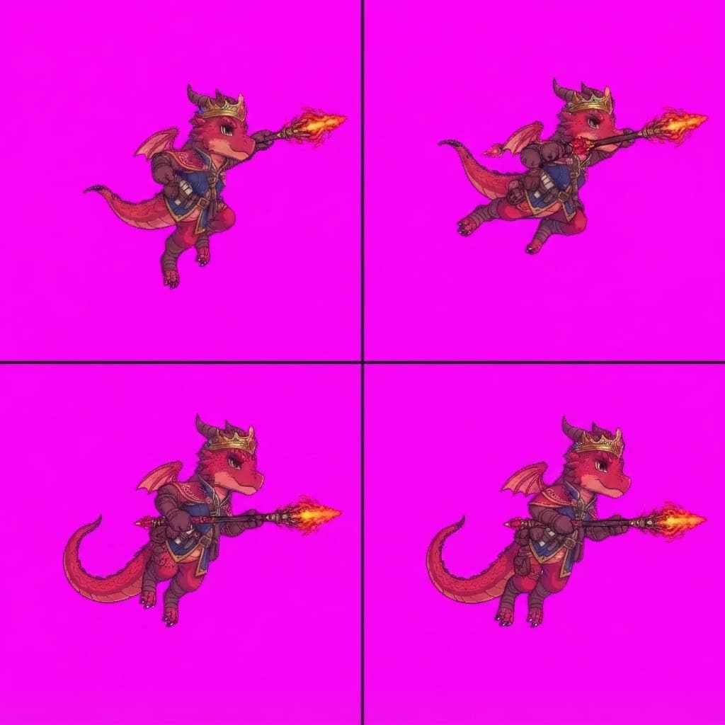 Image: STRICT game sprite animation atlas: EXACTLY 2 rows