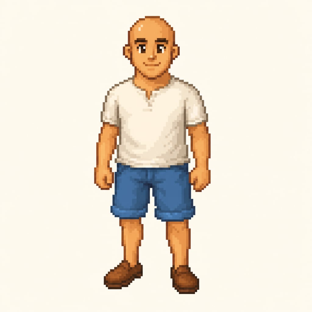 Bald Male Farming RPG Pixel Character